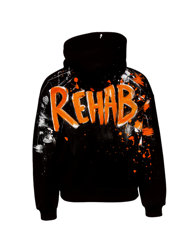 HOODIE BLACK&ORANGE ''PAINTED''