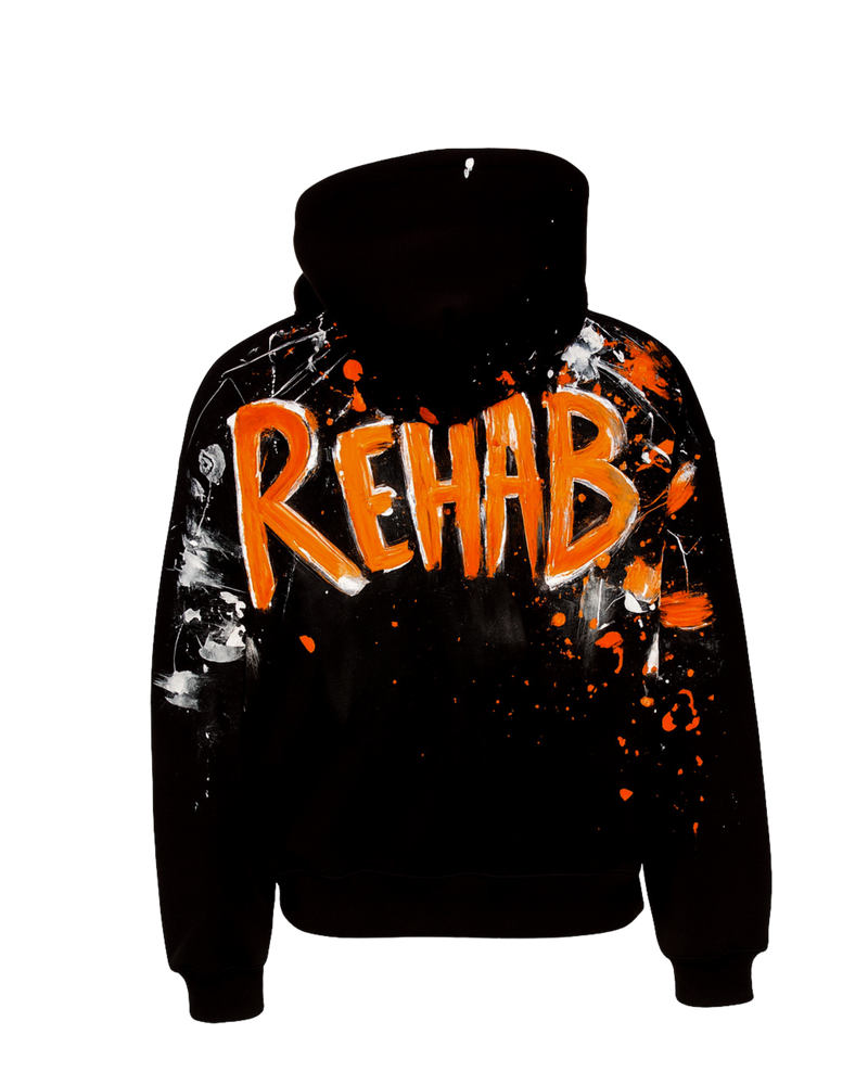 HOODIE BLACK&ORANGE ''PAINTED''