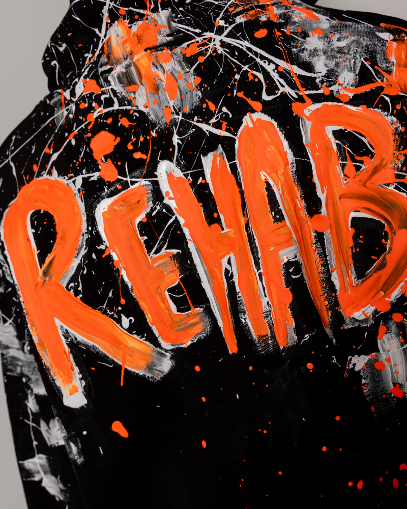 HOODIE BLACK&ORANGE ''PAINTED''