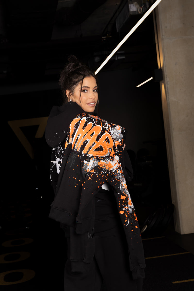 HOODIE BLACK&ORANGE ''PAINTED''